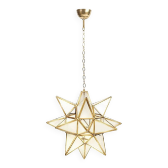 Ceiling light suspended Geometric Star Moravian Star frosted glass