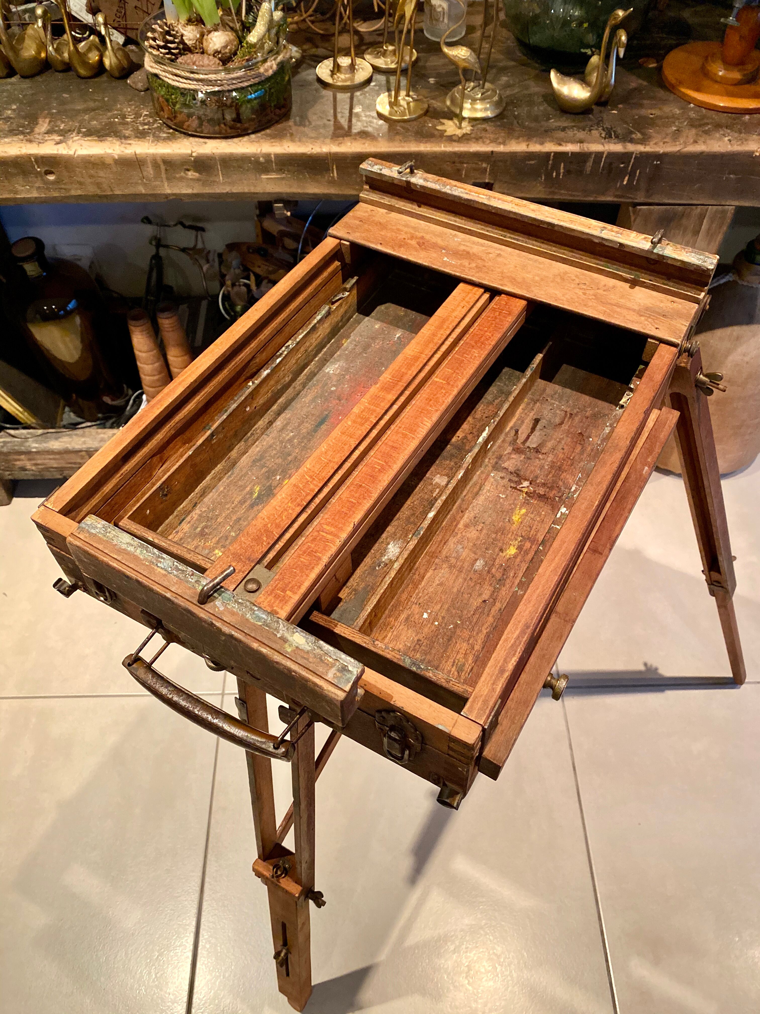 Old collapsible wooden painter's easel