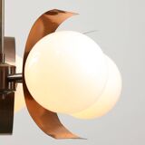 Vintage Italian Copper & Opaline Chandelier, 70s