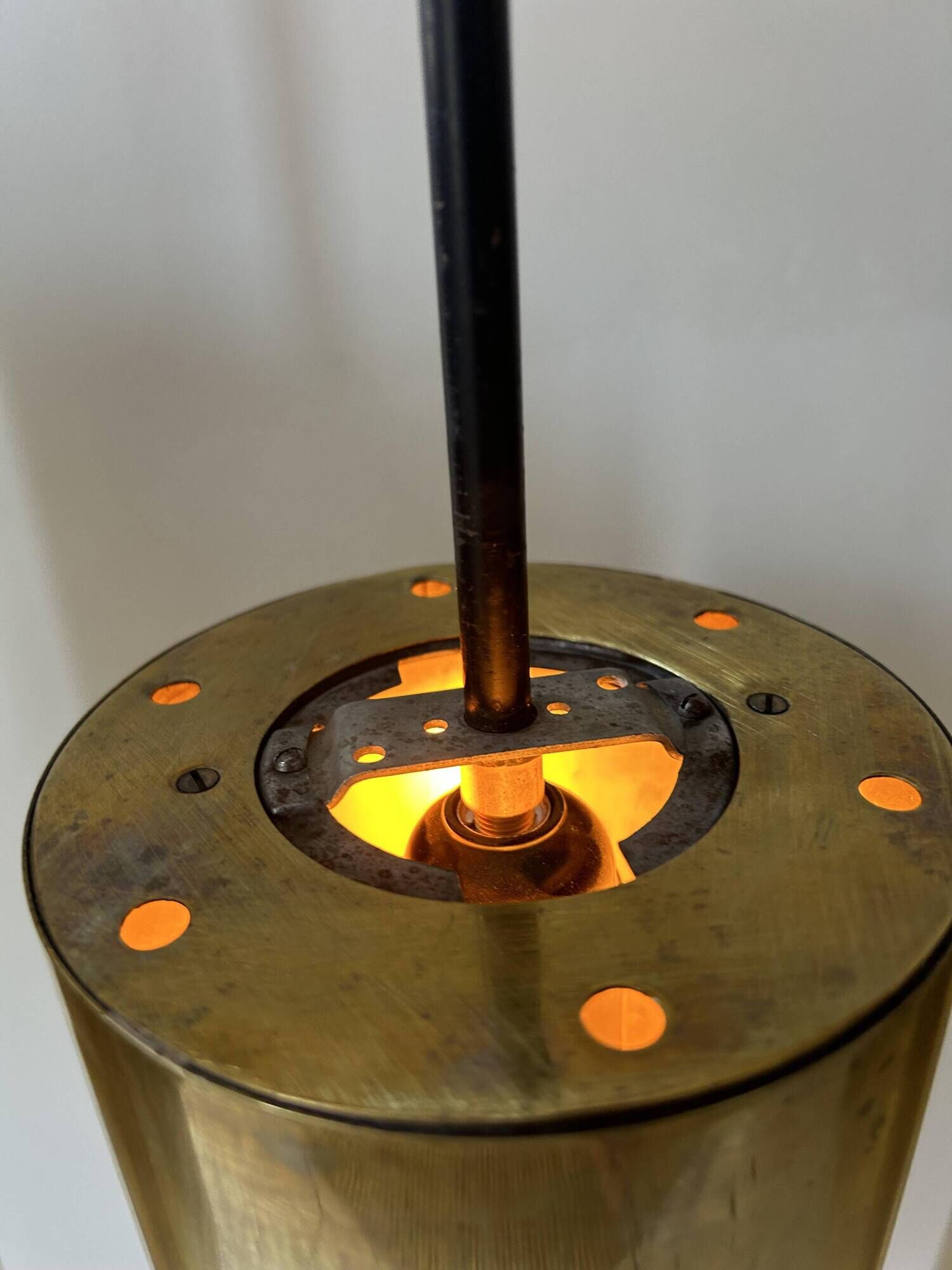 Set of 3 vintage pendant lights in solid brass, France 1960s
