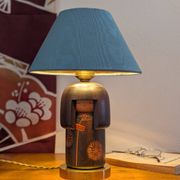 Vintage handcrafted lamp with Japanese Gunma Kokeshi doll (signed Sansaku Se