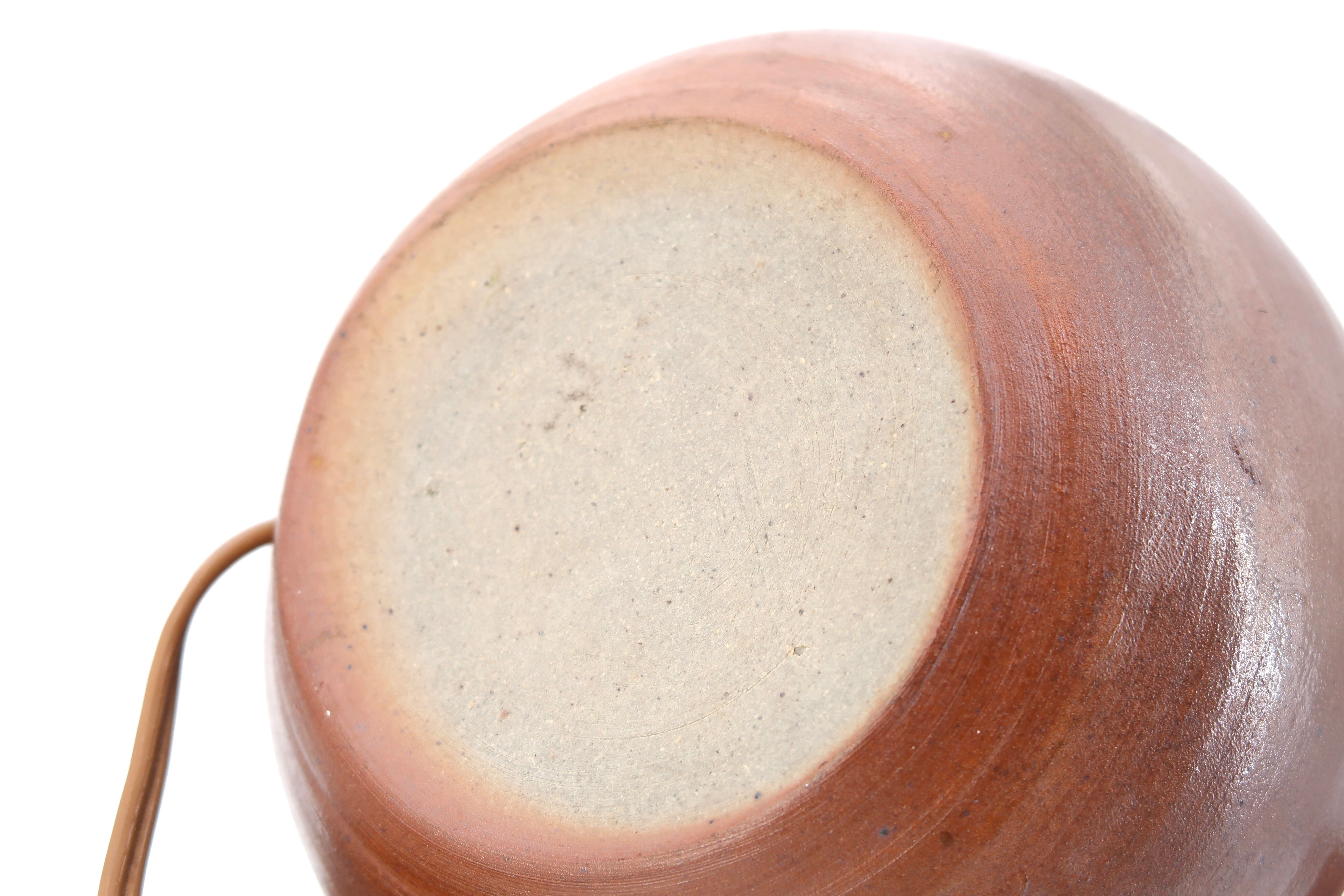 Puisaye stoneware lamp, raffia lampshade, 70s