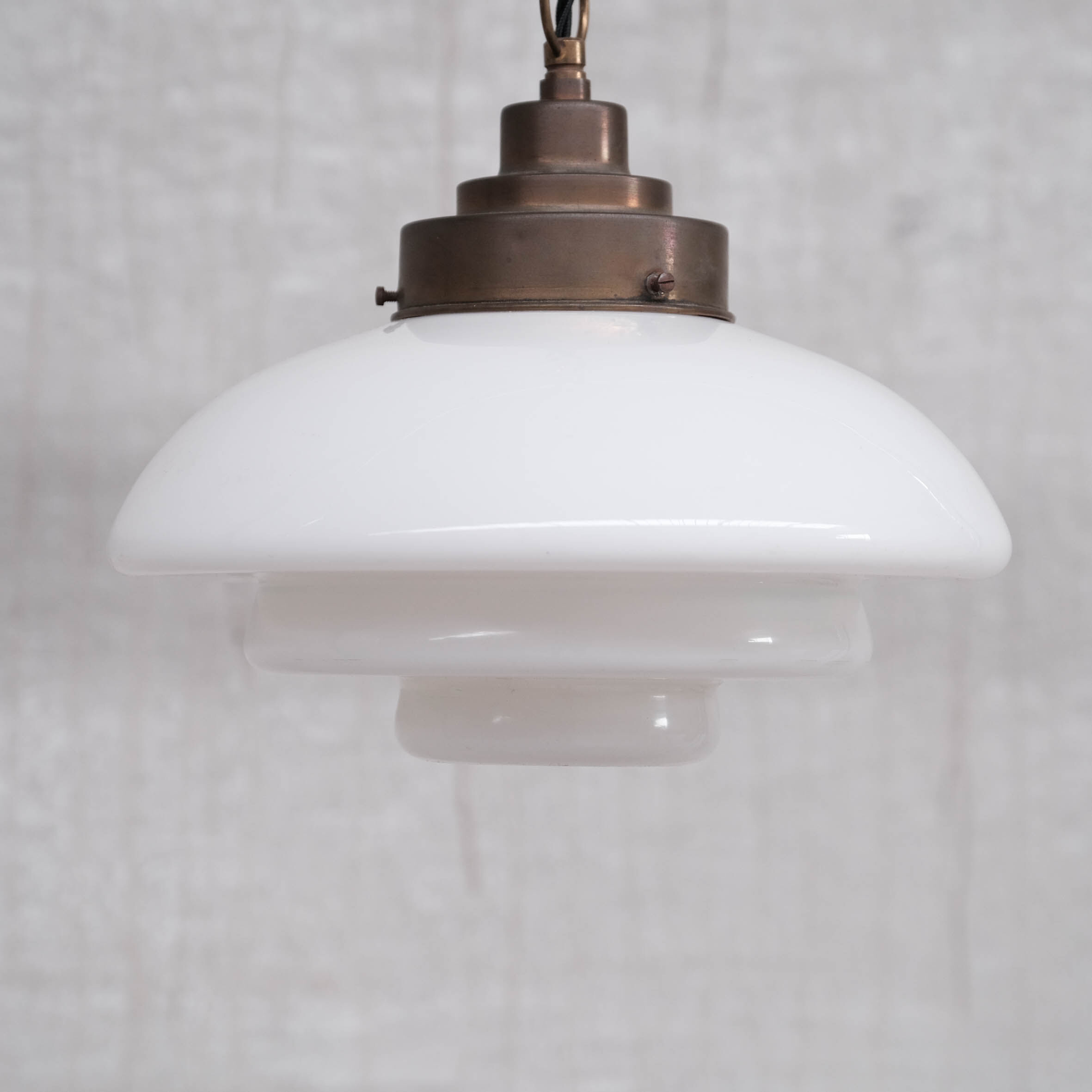 Opaline and brass mid-century pendant light