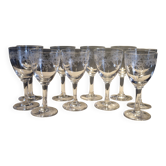 10 petits verres anciens à vin blanc, porto Baccarat