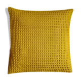 Yellow embossed cotton cushion 40 cm