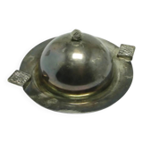 Art Deco butter dish, silver-plated brass, Belgium, 1970s.