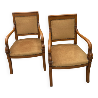 Pair of mustard-colored armchairs - classic style