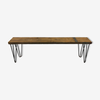 Industrial Bench With Hairpin Legs And Scaffolding Wood Midcentury Modern Inspired