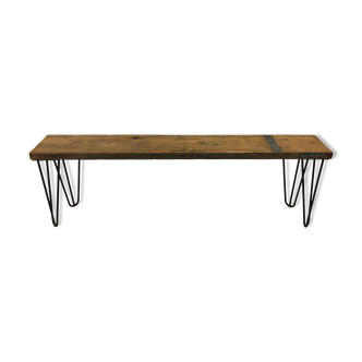 Industrial Bench With Hairpin Legs And Scaffolding Wood Midcentury Modern Inspired
