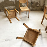 6 80s beech chairs