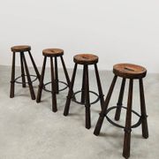 Vintage Spanish leather barstools 'Brutalism'