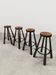 Vintage Spanish leather barstools 'Brutalism'