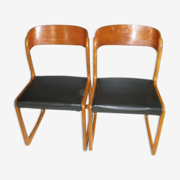 Paire de chaises traineau Baumann vintage