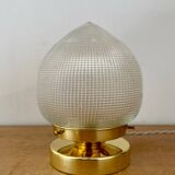 Lampe à poser globe vintage en verre holophane