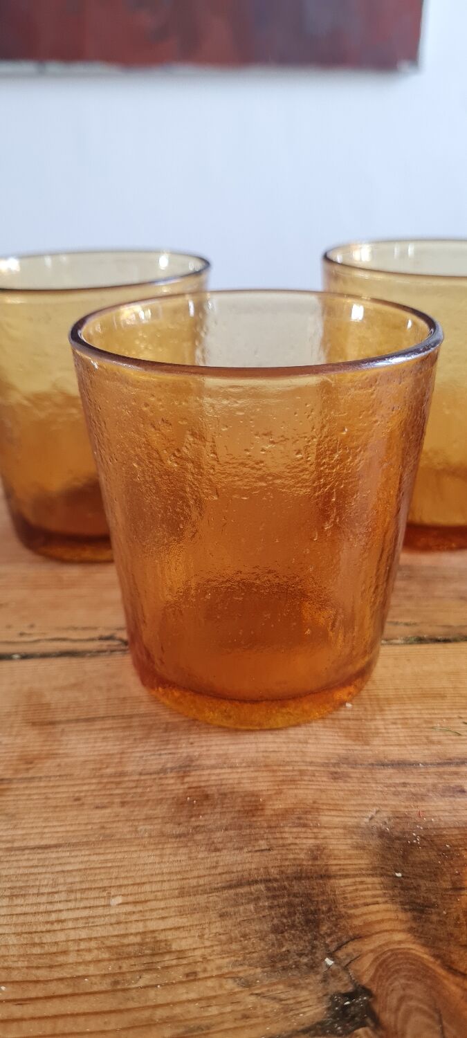 Set of 6 amber water glasses