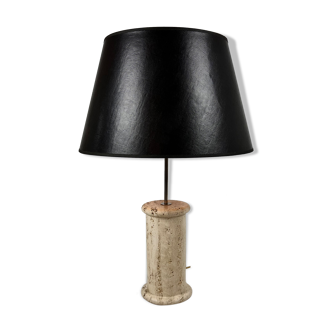 Lampe de table en travertin et laiton du milieu du siècle, années 1960