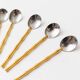 Two-Tone Gucci Bamboo Spoons Set - Gold-Plated Handles, Silver Bowls, Vintage 1970s Mid-Century Design