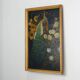 Signed Hollywood Regency style Painting of a Peacock with Roses, Belgium