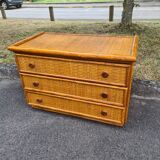 Vintage bamboo rattan chest of drawers Maugrion