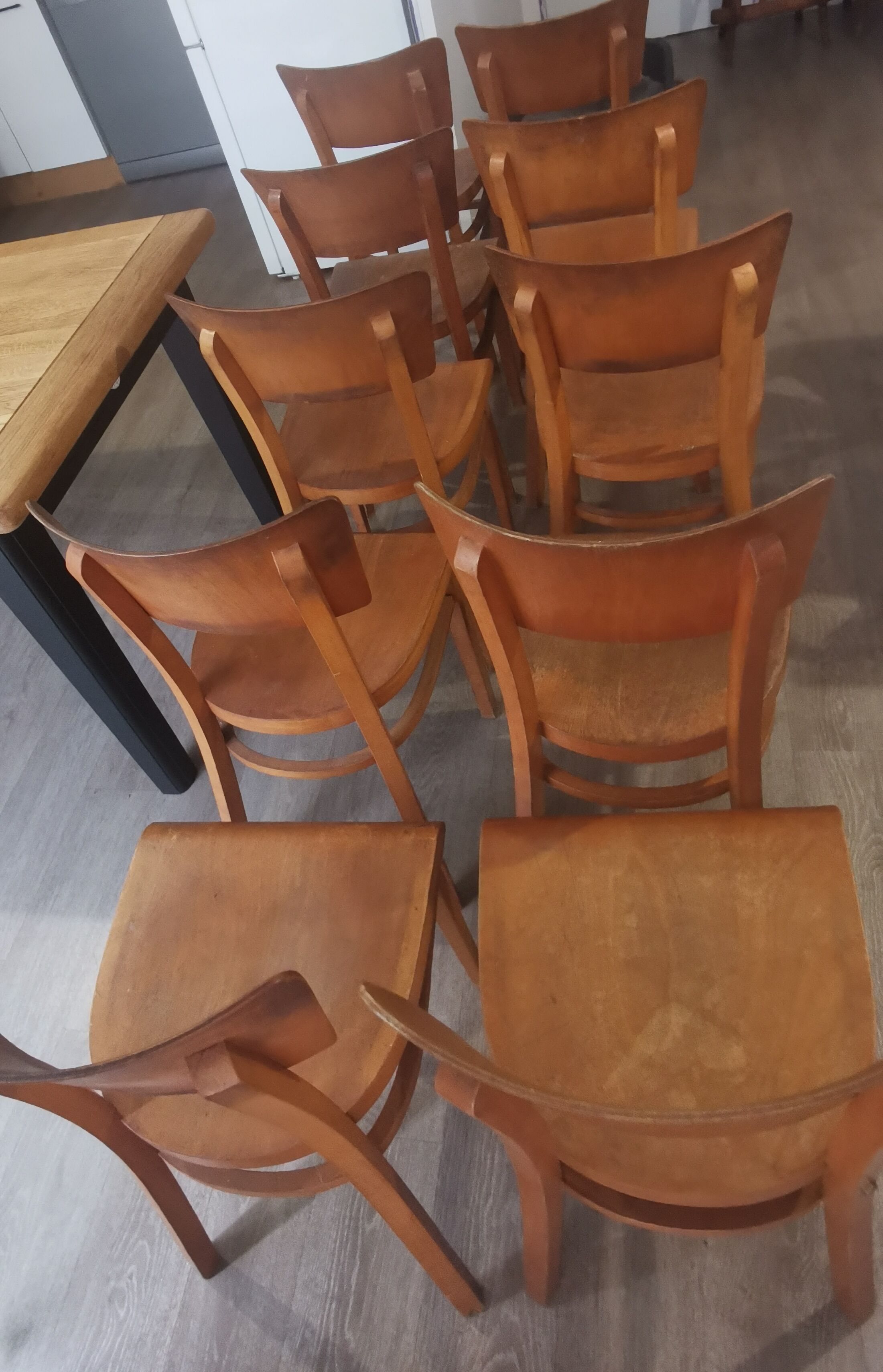 Set of 10 Thonet bistro chairs