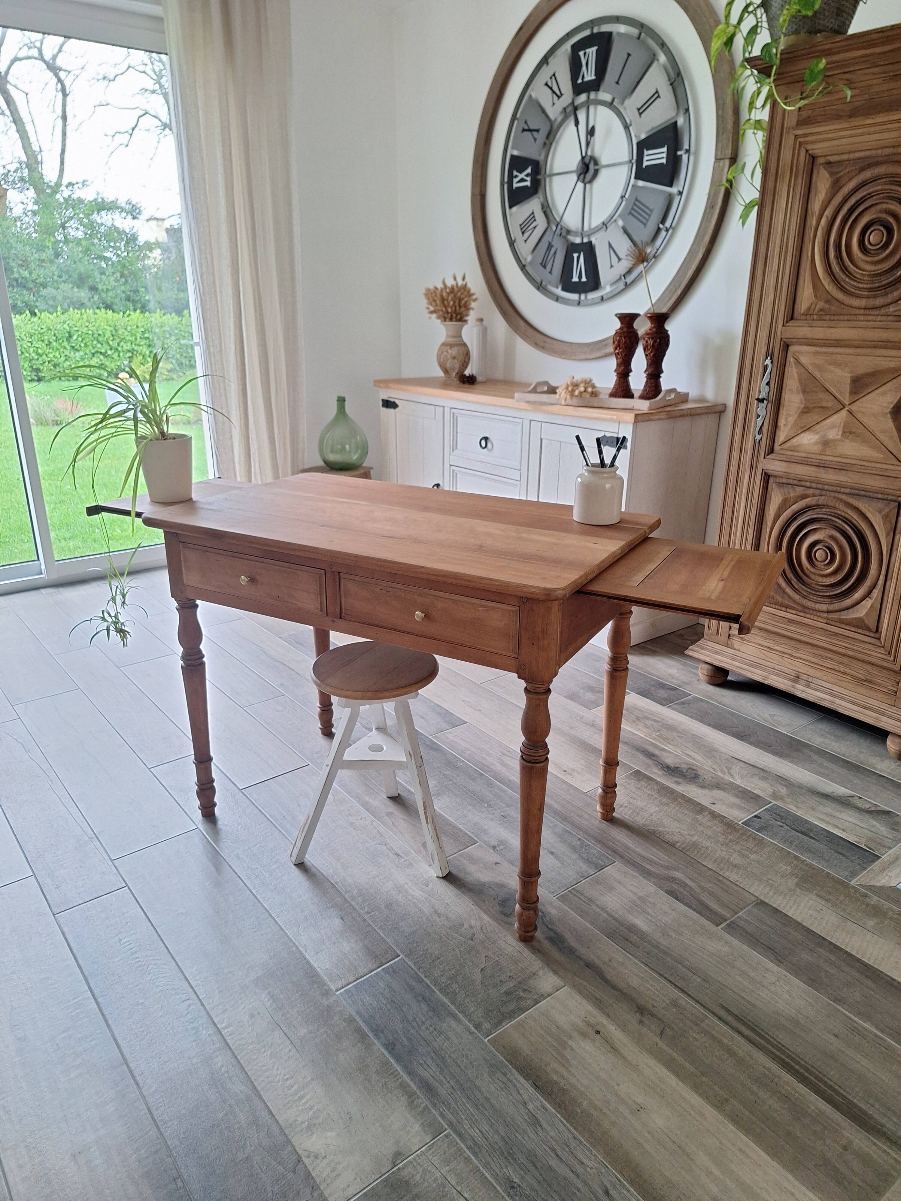 Vintage solid wood desk with extensions.