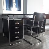 Black lacquered desktop Petr Vichr for Konova Bauhaus Ttchecoslovaque 1930 s