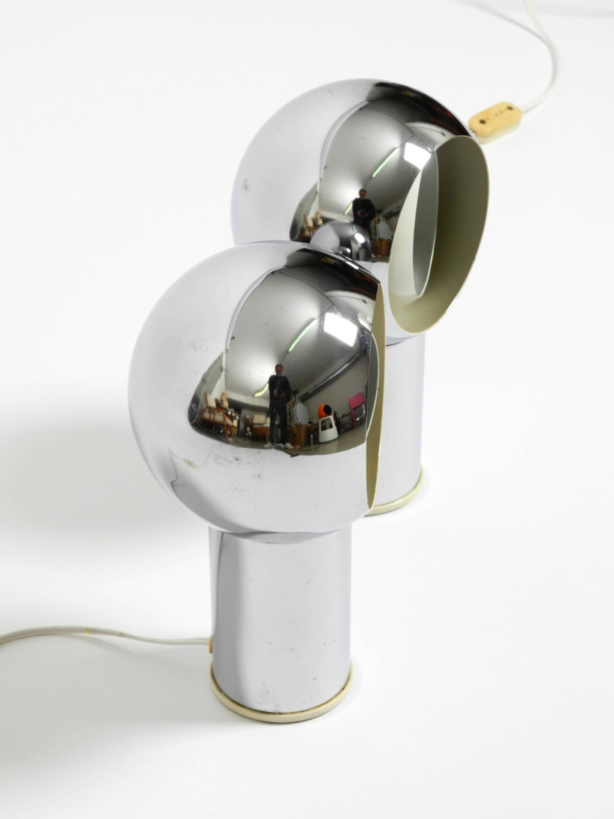 Pair of large Mid Century Space Age chrome table lamps - Made in Italy