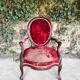 Fauteuil Louis XV en acajou et velours rouge
