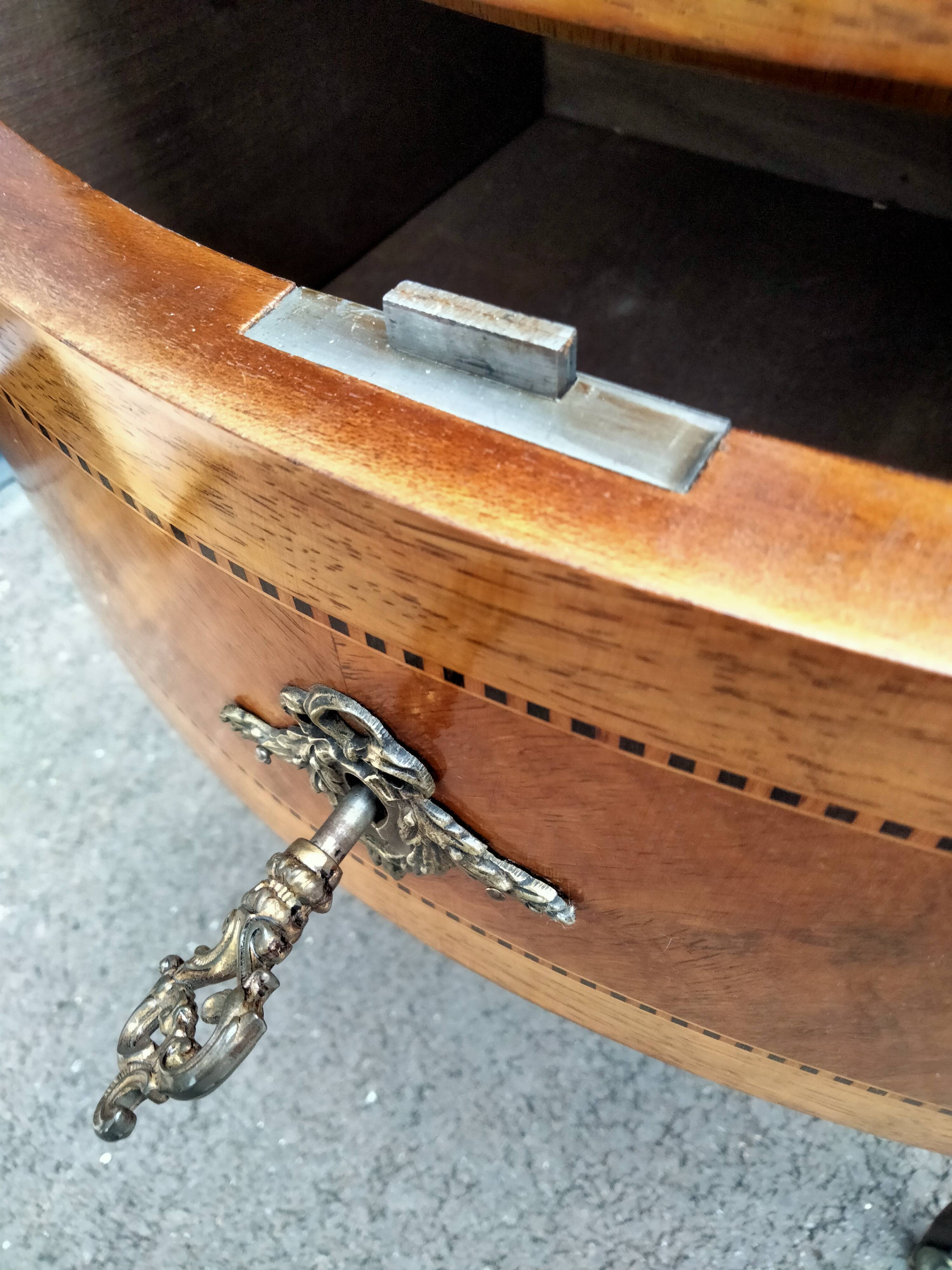 Chest of drawers old marquetry marble top style louis xvi