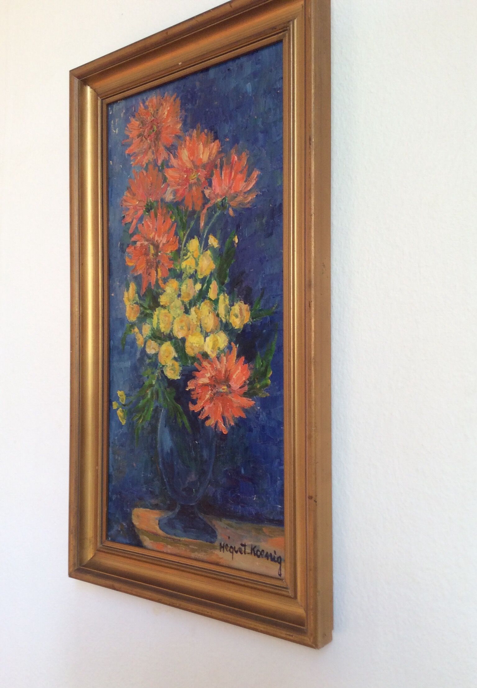 Tableau fleurs huile sur toile, XXème siècle.