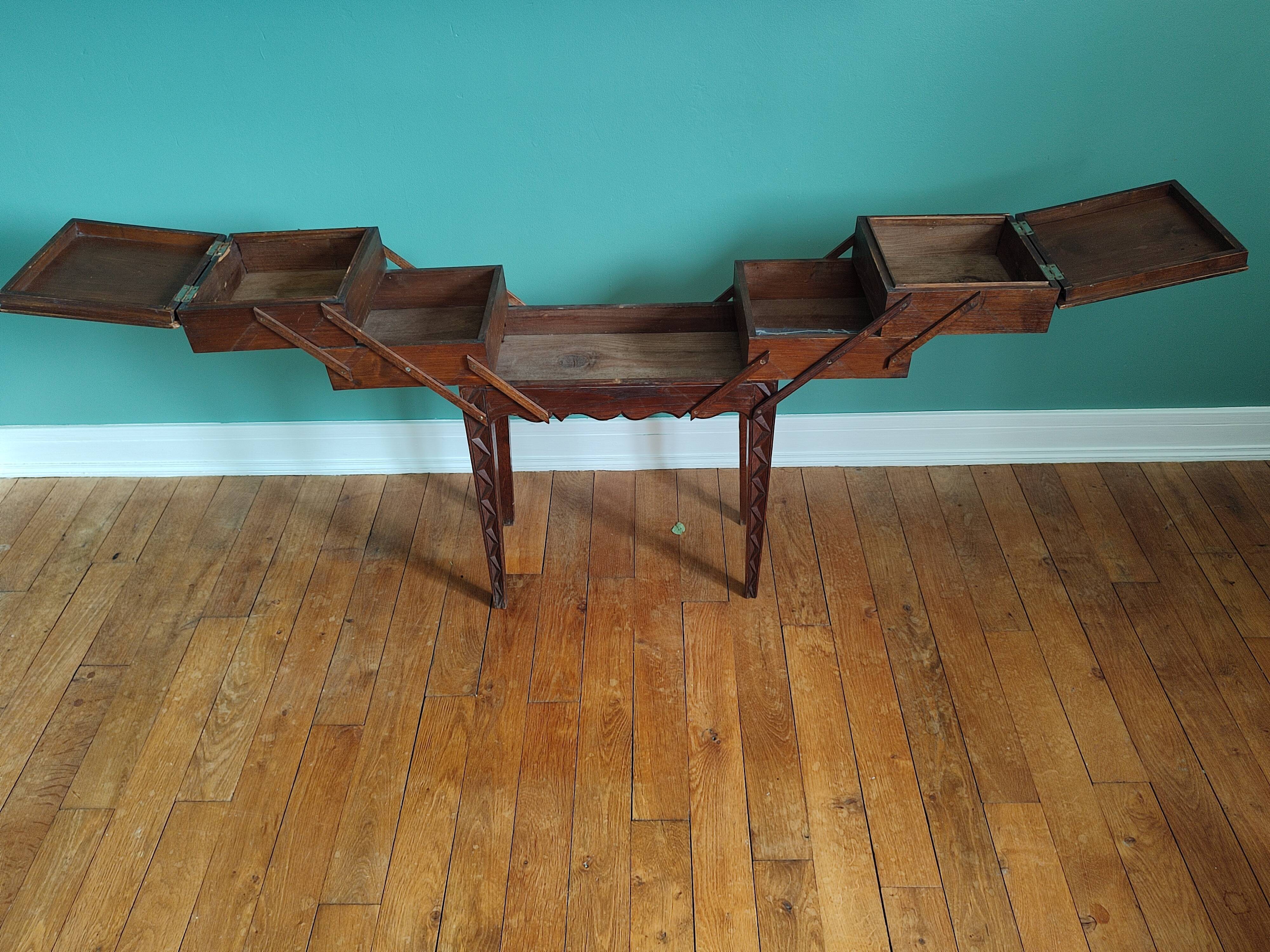 Small worker/sewing box in old carved wood