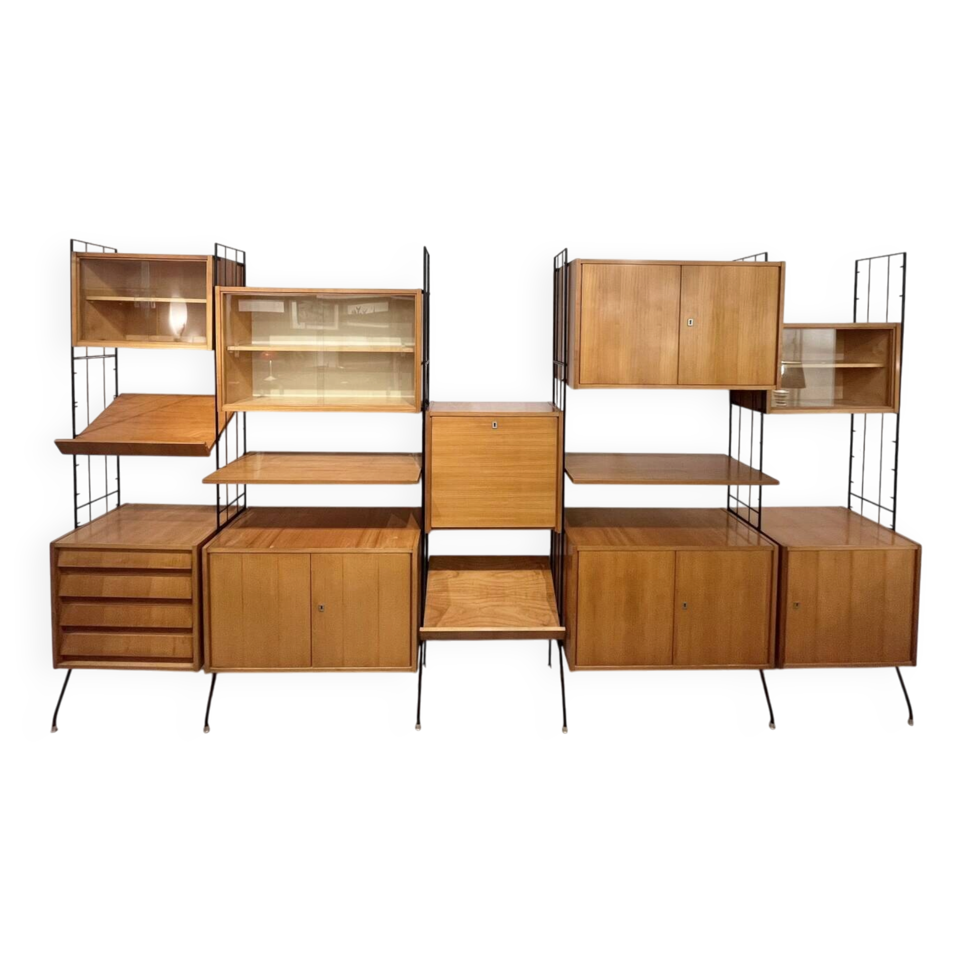 Modular wall unit on a stand by Silverschild Germany, 1950.