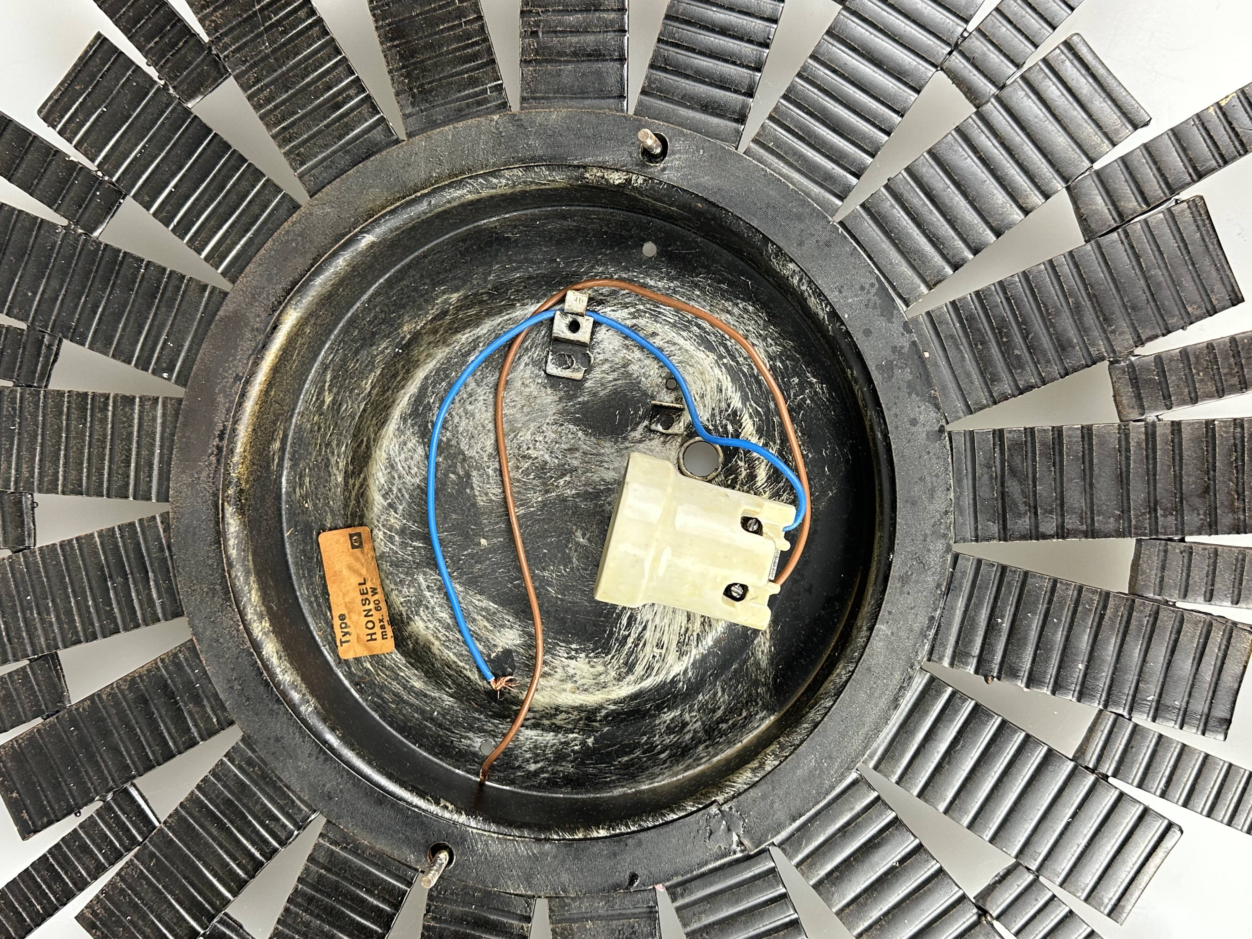 60s 70s Brutalist wall lamp wall light iron & glass by Honsel Leuchten