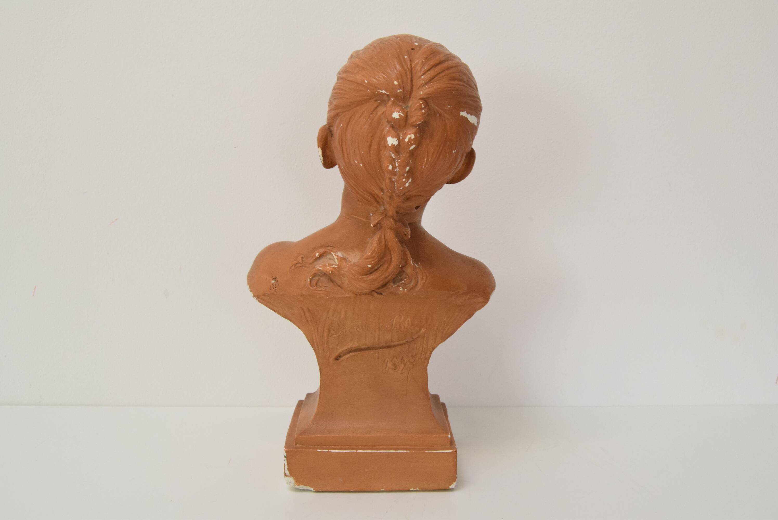 Plaster bust from the Belle Époque period by Jindřich Říha, 1890s.