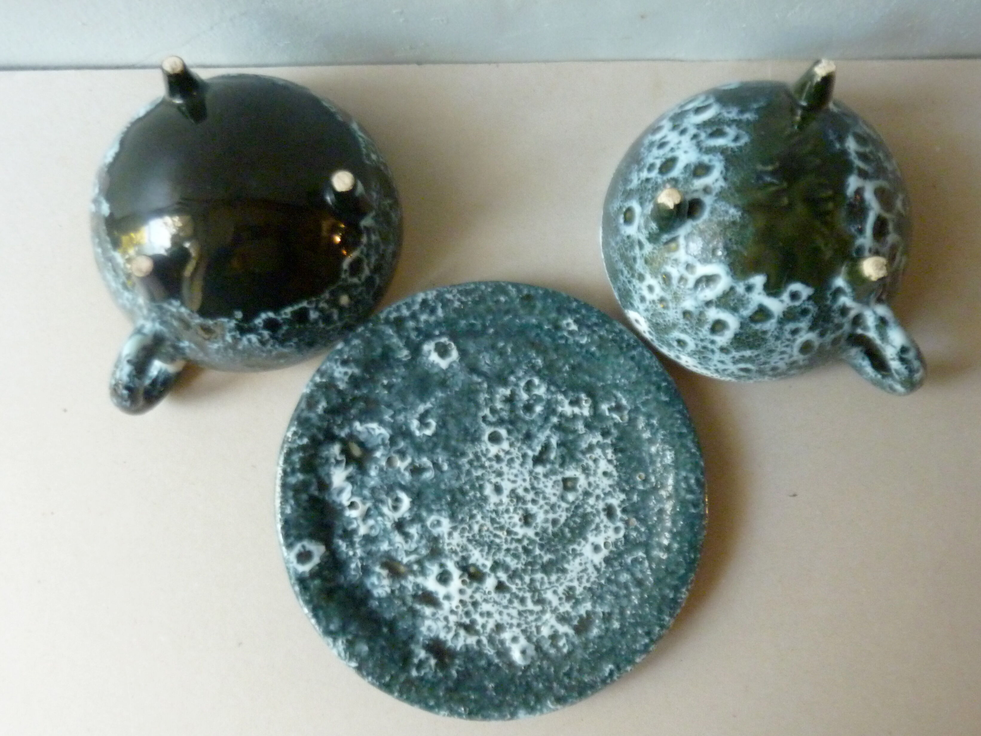 Set of 2 bowls and 1 Luc Vallauris ceramic plate from the 60s