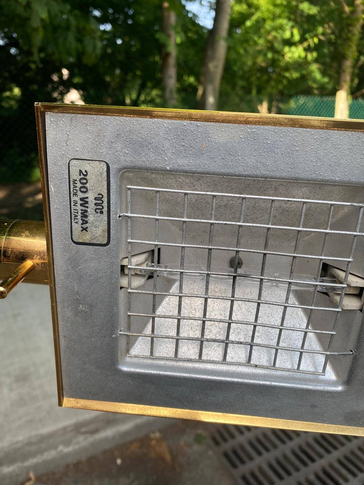 Italian floor lamp in gilded brass with swing arm