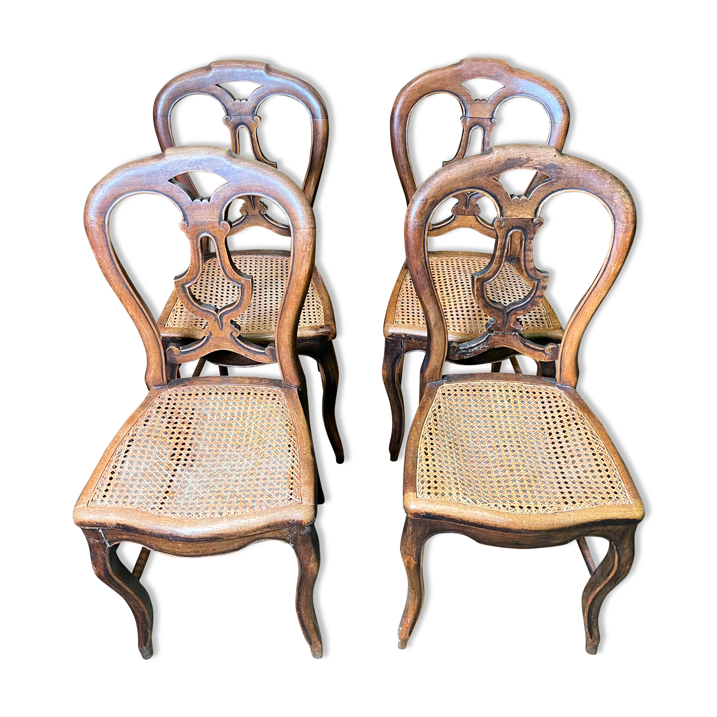 Suite of 4 Louis Philippe chairs in canning