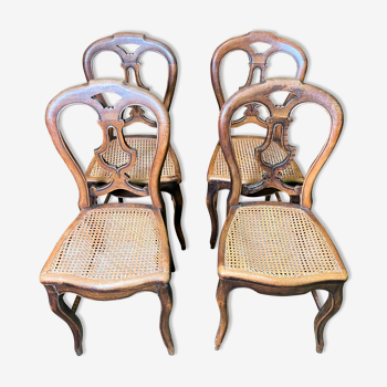 Suite de 4 chaises Louis Philippe en cannage