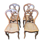 Suite de 4 chaises Louis Philippe en cannage