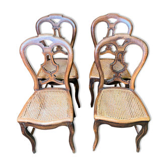 Suite of 4 Louis Philippe chairs in canning