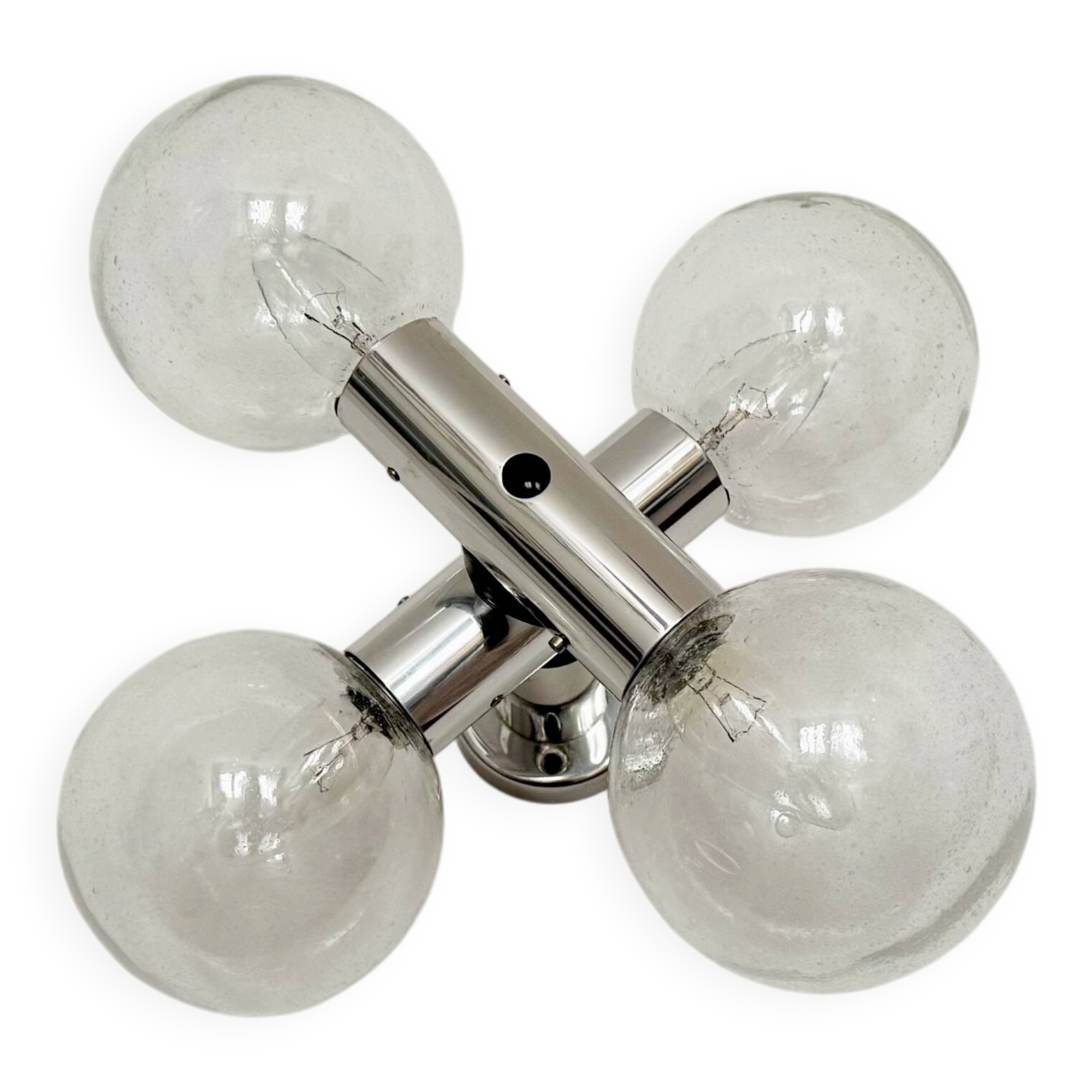 Amazing 1970s Modernist Space Age Bubble Glass Ceiling Lamp by J.T. Kalmar
