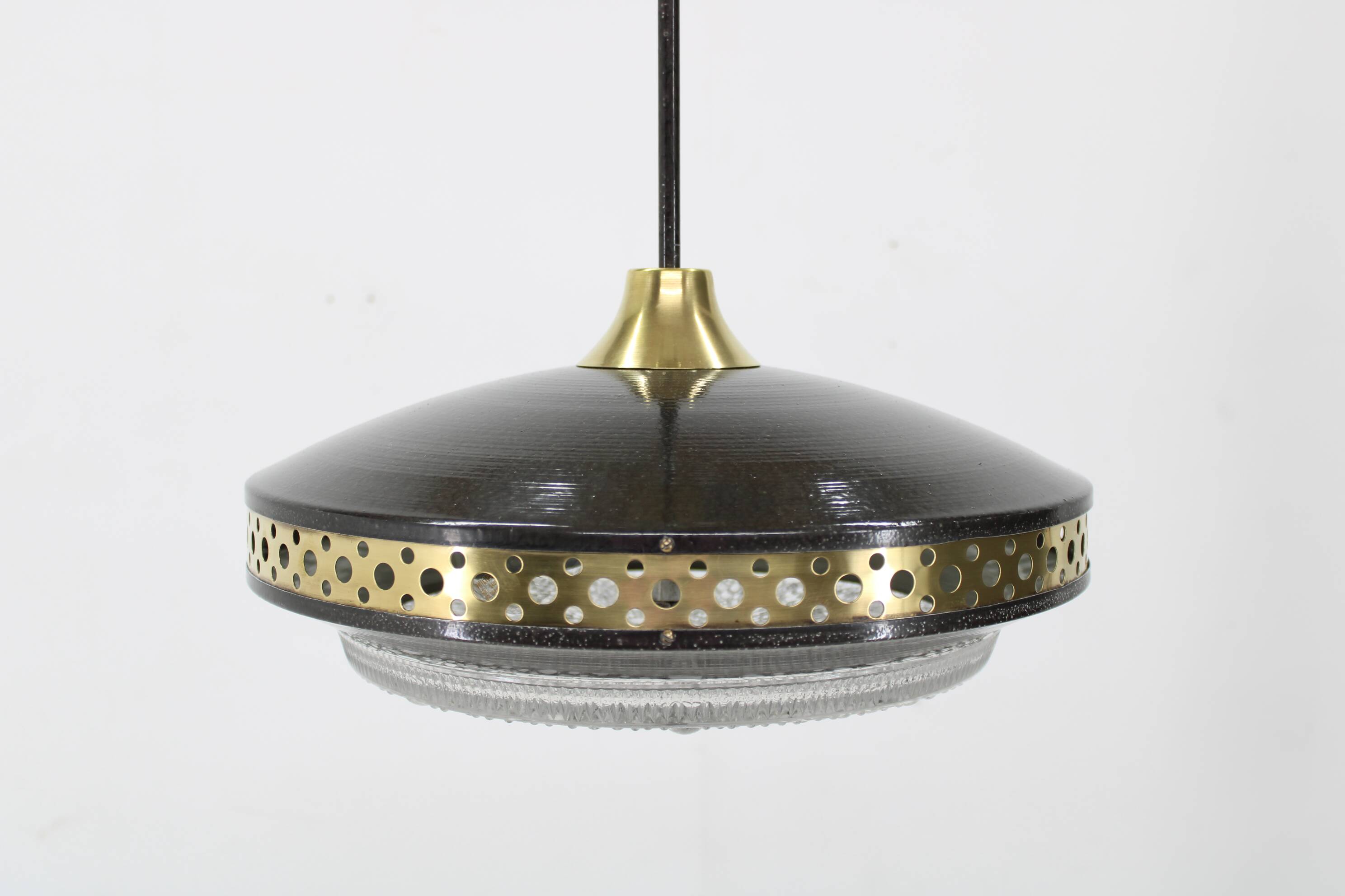 1970s black space age metal pendant by ludib bratislava, czechoslovakia