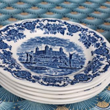 5 English porcelain dessert plates