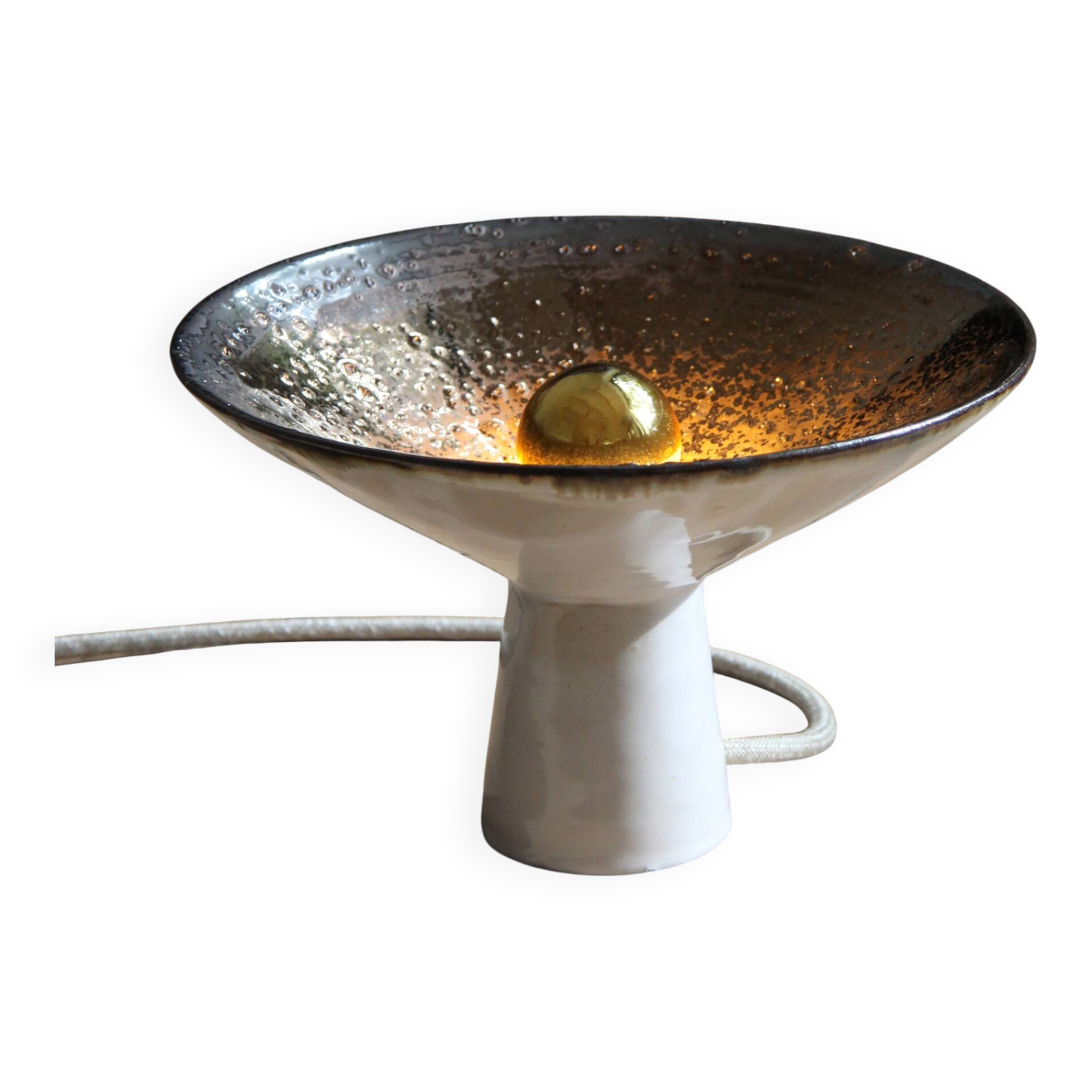 Unique piece flared lamp in stoneware