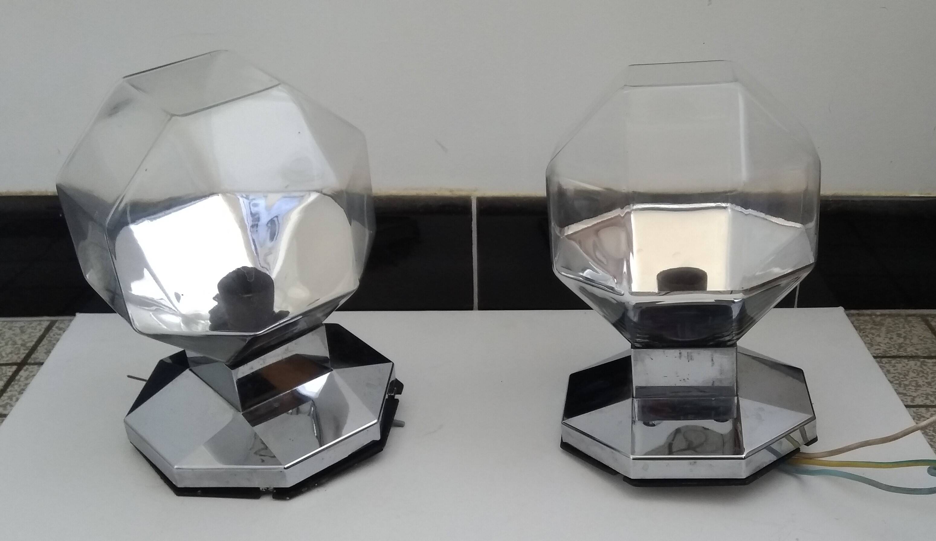 Pair of vintage 1970 Staff wall lights by Motoko Ishi in chrome