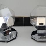 Pair of vintage 1970 Staff wall lights by Motoko Ishi in chrome