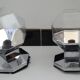 Pair of vintage 1970 Staff wall lights by Motoko Ishi in chrome