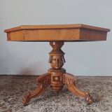 Napoleon III octagonal centre table in marquetry walnut.