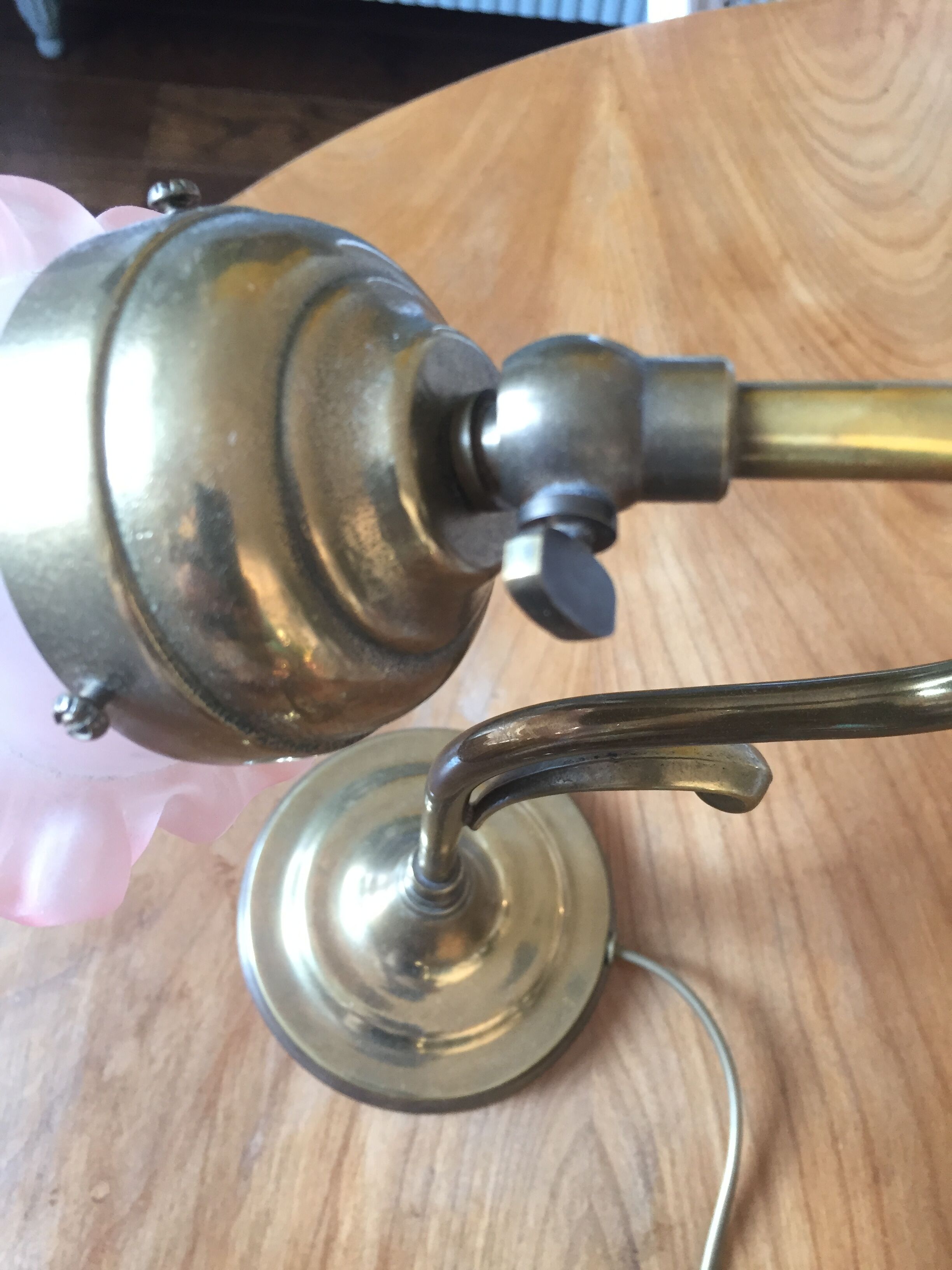 Old bedside lamp flower in art nouveau style glass paste