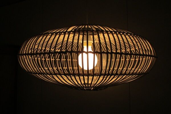White rattan hanging lamp